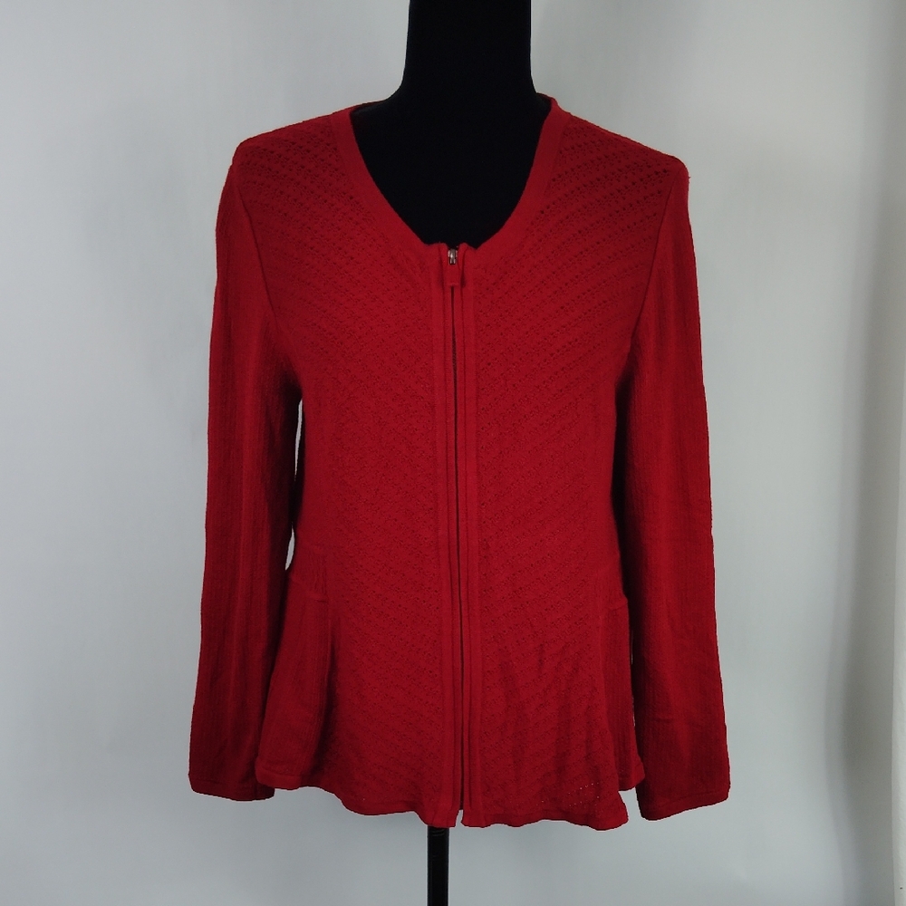Anthropologie Angel Of The North Zip Front Peplum Cardigan